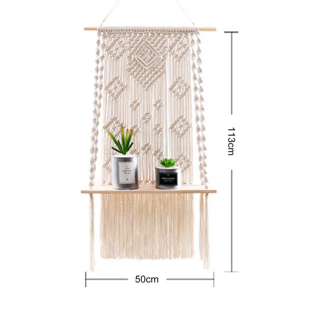 Hand-Woven Macrame Hanging Planter Basket Wooden Shelves Bohemian Style Rack Wall Hanging Tapestry Home Room Decor
Hand-Woven Macrame Hanging Planter Basket Wooden Shelves Bohemian Style Rack Wall Hanging Tapestry Home Room Decor