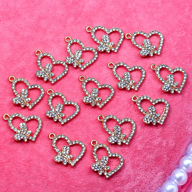 10Pcs Golden Love Heart Shape Butterfly Metal Charms Mini Bling Rhinestone Jewelry Accessories For Gift Making Earring Necklace
10Pcs Golden Love Heart Shape Butterfly Metal Charms Mini Bling Rhinestone Jewelry Accessories For Gift Making Earring Necklace