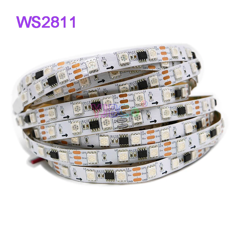 

1m/2m/3m/4m/5m WS2811 LED Strip Light DC12V Addressable 30/60 leds/m WS2811 IC 5050 RGB pixels LED Lamp Tape,IP30/IP65/IP67