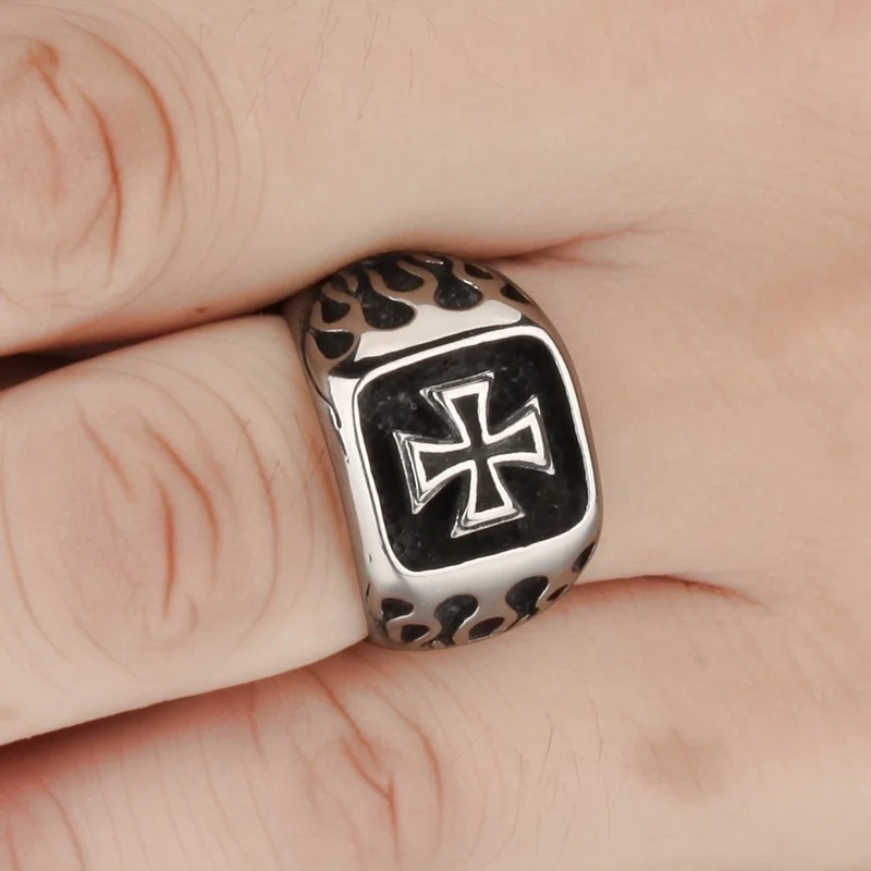 Hot Selling Rock Hip Hop Punk Men's Silver Ring Creative Cross Flame Fashion Trend Creative Fashion Gift for Men
Hot Selling Rock Hip Hop Punk Men's Silver Ring Creative Cross Flame Fashion Trend Creative Fashion Gift for Men