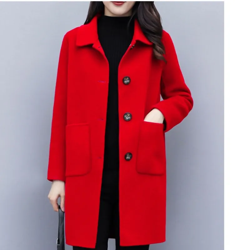 Single-breasted Womens Wool Jacket 2020 Autumn Winter Thicken Warm Overcoat Mid length loose Casual Female Winter Basic Coats
Single-breasted Womens Wool Jacket 2020 Autumn Winter Thicken Warm Overcoat Mid length loose Casual Female Winter Basic Coats