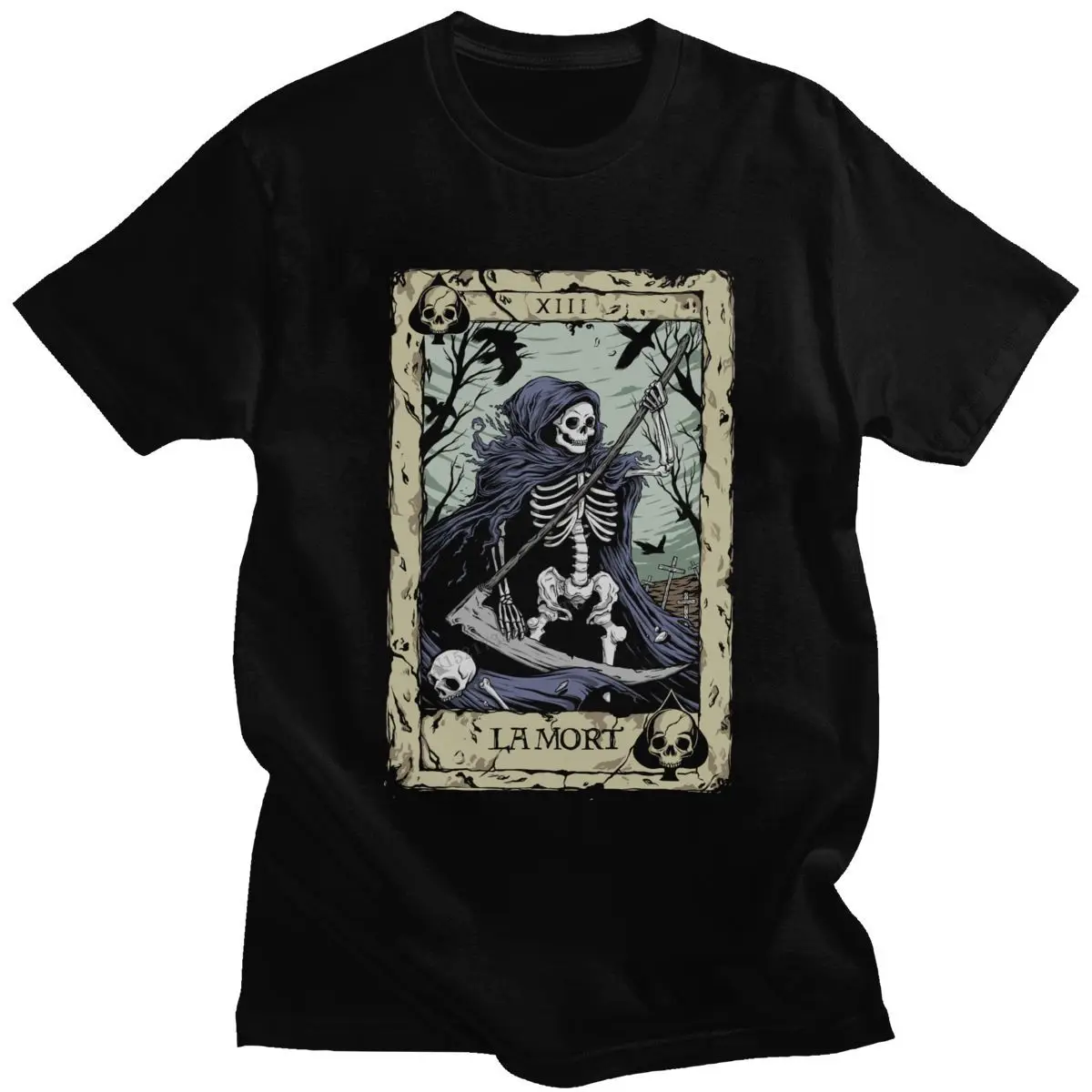 Футболка мужская с надписью Death футболка изображением карт Таро | Мужская одежда