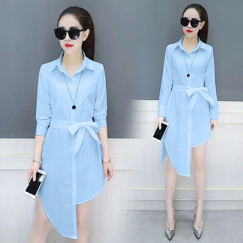 High Quality Spring and Autumn New Style Women's Striped Irregular Belt Mid-length Fashion Blouse
High Quality Spring and Autumn New Style Women's Striped Irregular Belt Mid-length Fashion Blouse
