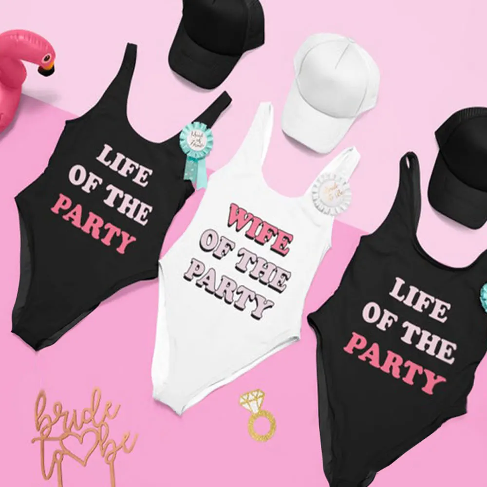 Wife Of The Party Swimsuits Bachelorette Party Cute Swimwear Customizable One-Piece Low-Scoop Back Swimsuit Scoop Neckline Suits
Wife Of The Party Swimsuits Bachelorette Party Cute Swimwear Customizable One-Piece Low-Scoop Back Swimsuit Scoop Neckline Suits