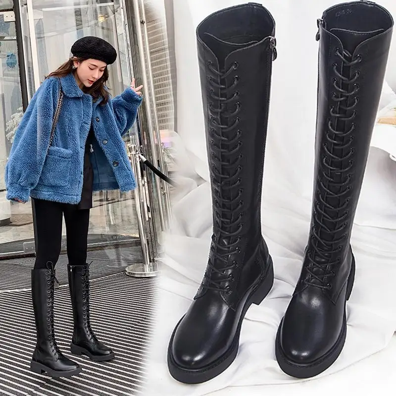 2021 Fashion High Boots Woman Knights Knee Boots Thicken Plush Women Winter Shoes British Style Block Heel Lace-up Footware
2021 Fashion High Boots Woman Knights Knee Boots Thicken Plush Women Winter Shoes British Style Block Heel Lace-up Footware