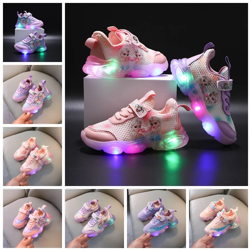 New Disney Girl Princess Kid LED Light Shoes Spring Autumn Cartoon Frozen Anna Elsa Children Casual Sneakers Running Sport Shoes
New Disney Girl Princess Kid LED Light Shoes Spring Autumn Cartoon Frozen Anna Elsa Children Casual Sneakers Running Sport Shoes