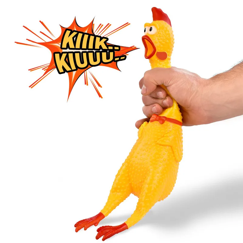 

Hot Sell Screaming Chicken Pets Dog Toys Squeeze Squeaky Sound Funny Toy Safety Rubber For Dogs Molar Chew Toy