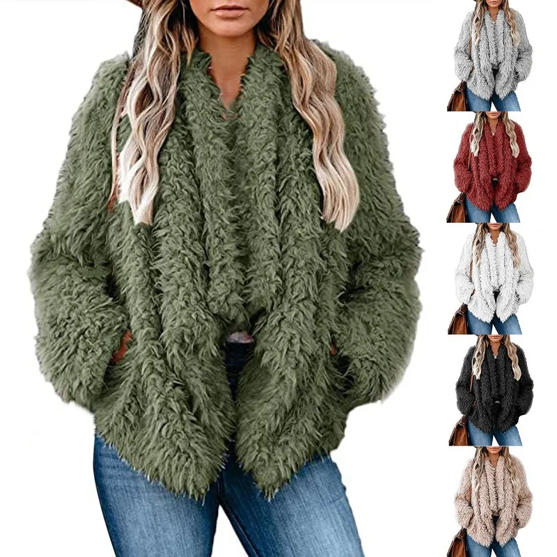 Thick Solid Color Loose Casual Elegant Coats and Jackets Women Cardigan Long Sleeve Streetwear Office Lady Winter Coat Wool 2020
Thick Solid Color Loose Casual Elegant Coats and Jackets Women Cardigan Long Sleeve Streetwear Office Lady Winter Coat Wool 2020