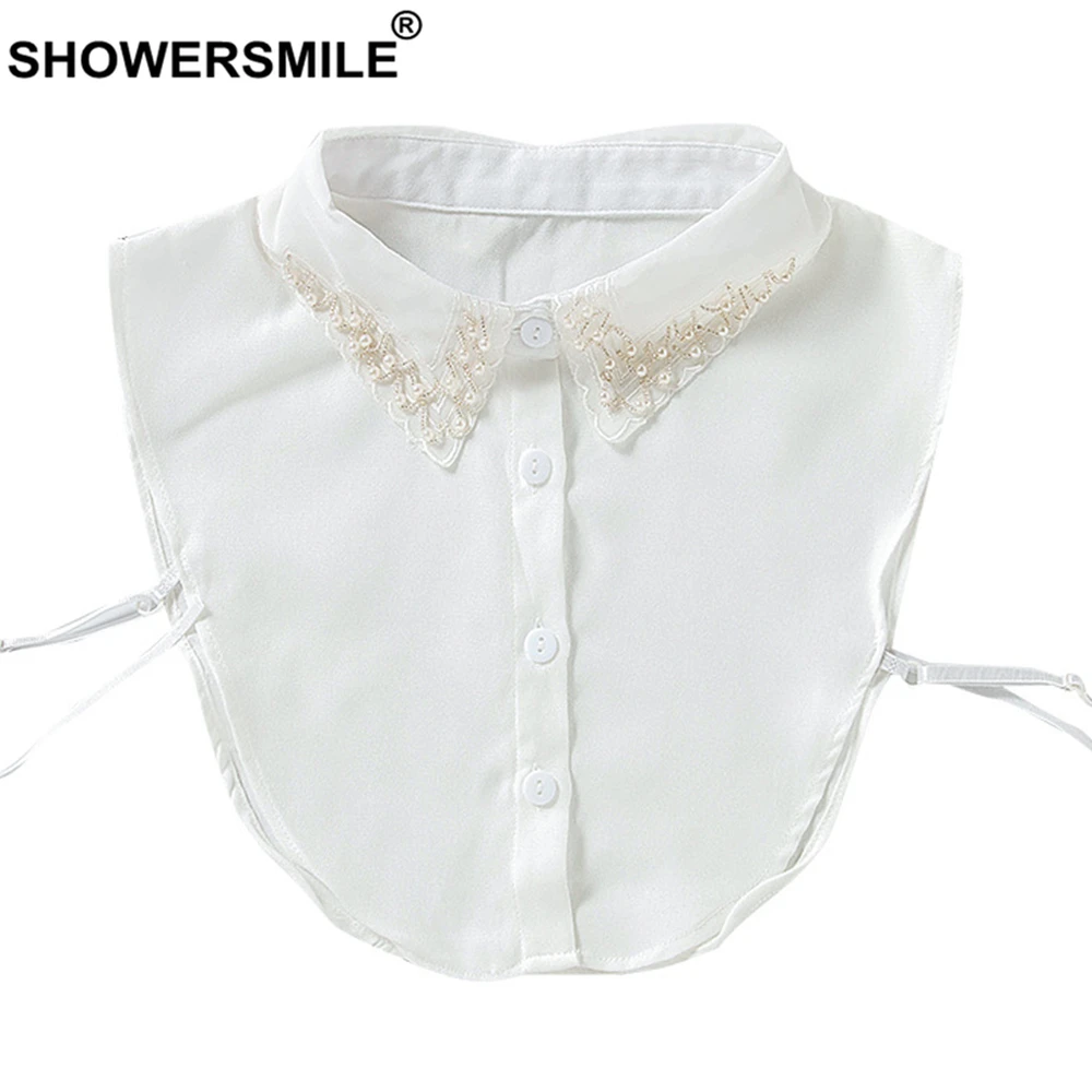 SHOWERSMILE White Pearl Lapel Fake False Collar Elegant Ladies Chiffon Faux Shirt Collar Female Spring Summer Detachable Collar 
SHOWERSMILE White Pearl Lapel Fake False Collar Elegant Ladies Chiffon Faux Shirt Collar Female Spring Summer Detachable Collar