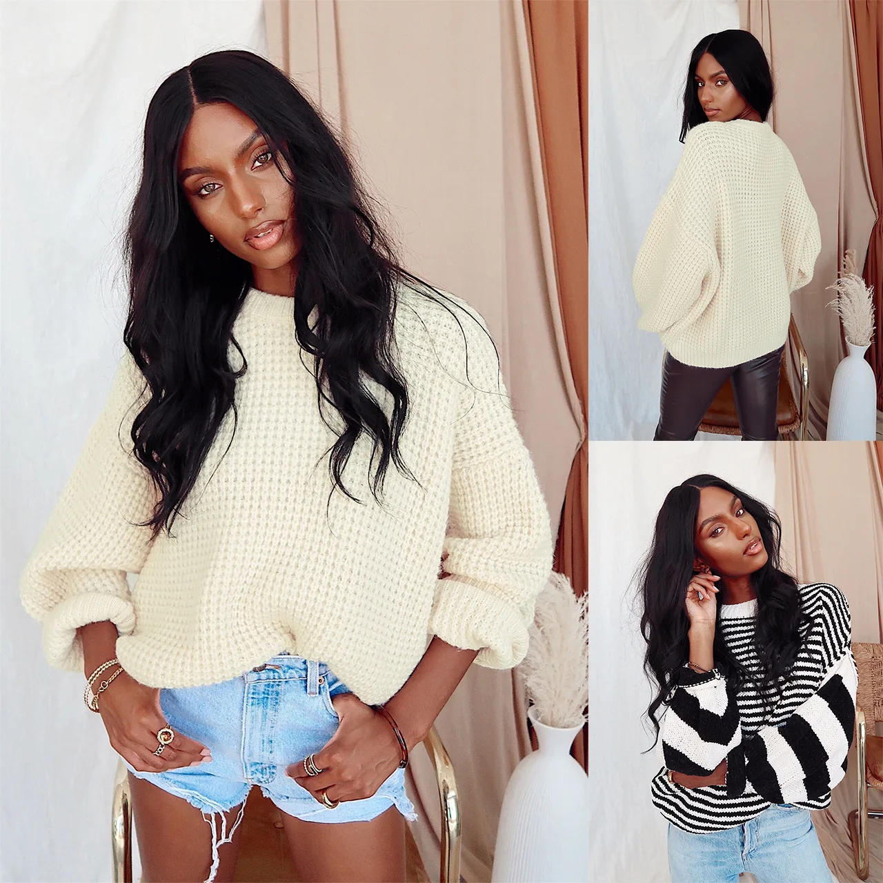 BBK Autumn Winter 2021 Women Sweaters Long Sleeve O-Neck Knitted Jumper Fashion Female Korean Style Loose Stripe Pullovers
BBK Autumn Winter 2021 Women Sweaters Long Sleeve O-Neck Knitted Jumper Fashion Female Korean Style Loose Stripe Pullovers