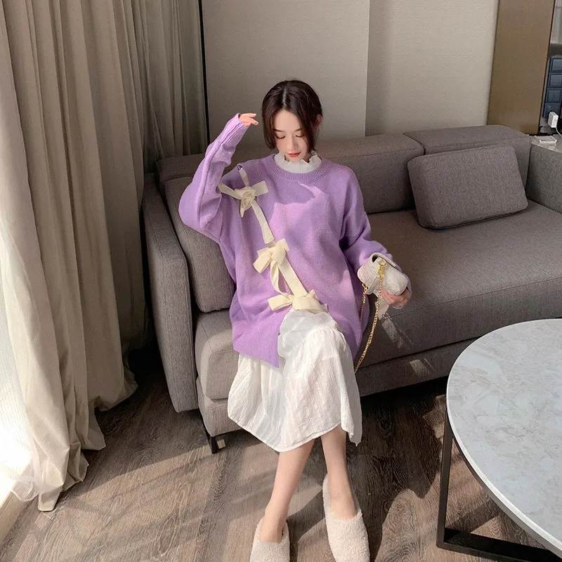 Autumn Winter Knitted Sweater Women 2021 Sweet Bow Bandage Fashion Casual Korean Short Tops Blue Clothing Female H218
Autumn Winter Knitted Sweater Women 2021 Sweet Bow Bandage Fashion Casual Korean Short Tops Blue Clothing Female H218