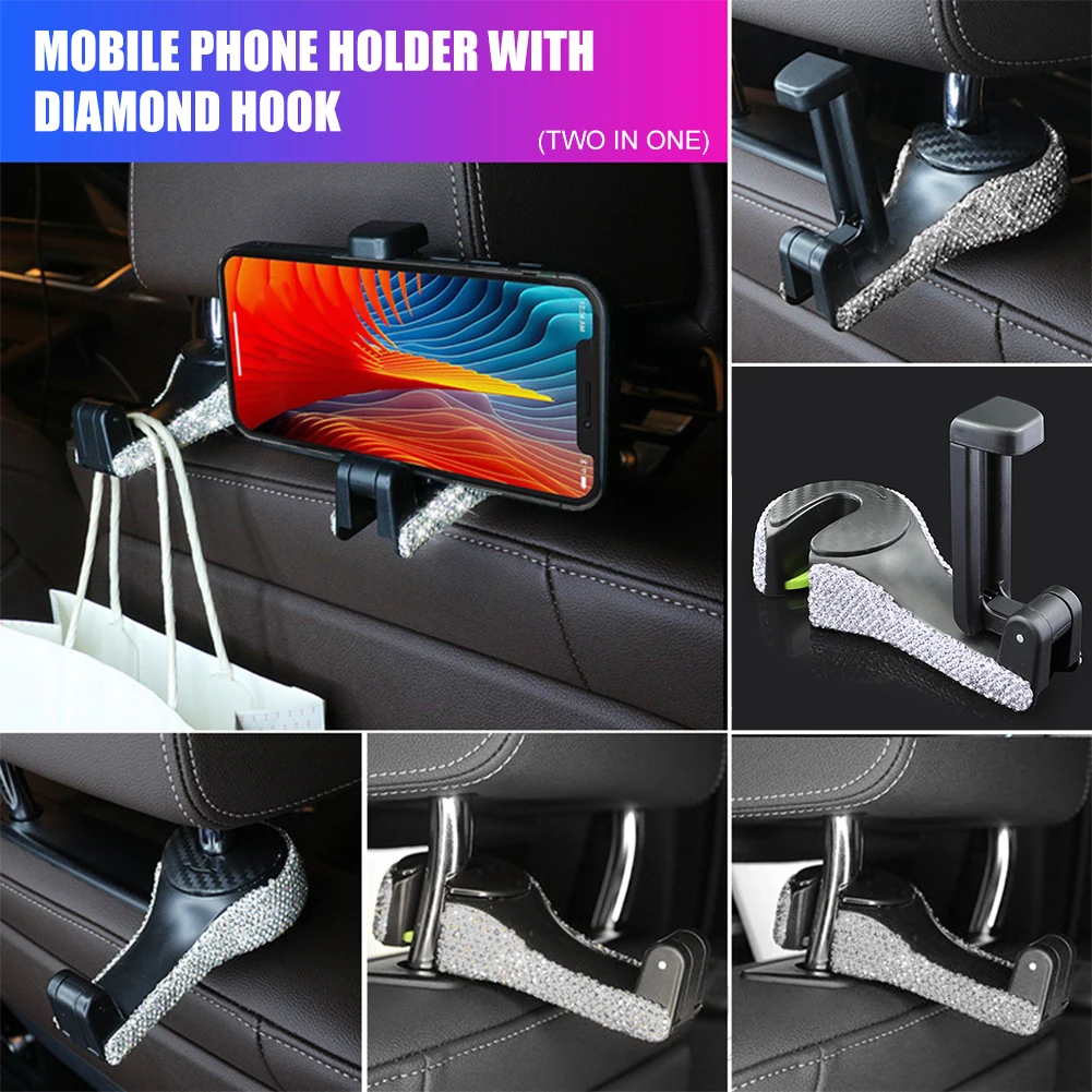 Diamond Rhinestones Car Phone Holder Seat Headrest Hook Universal Backseat Hanger Storage Organizer Phone Bracket Accessories
Diamond Rhinestones Car Phone Holder Seat Headrest Hook Universal Backseat Hanger Storage Organizer Phone Bracket Accessories