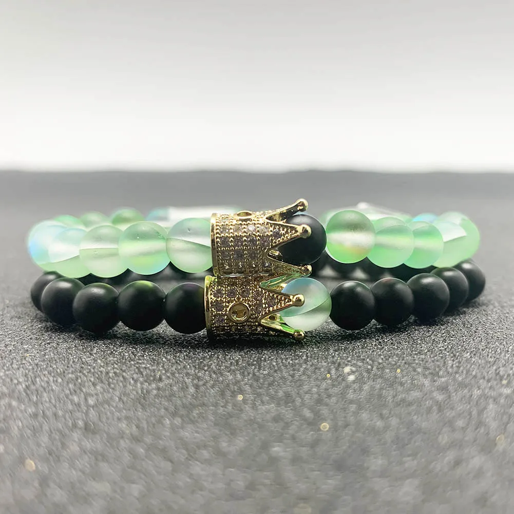 Momiji 2pcs/set 10 Styles Couples Crown Bracelet Natural Stone Beaded Bracelet for Men Women Friend Gift Charm Strand Jewelry
Momiji 2pcs/set 10 Styles Couples Crown Bracelet Natural Stone Beaded Bracelet for Men Women Friend Gift Charm Strand Jewelry