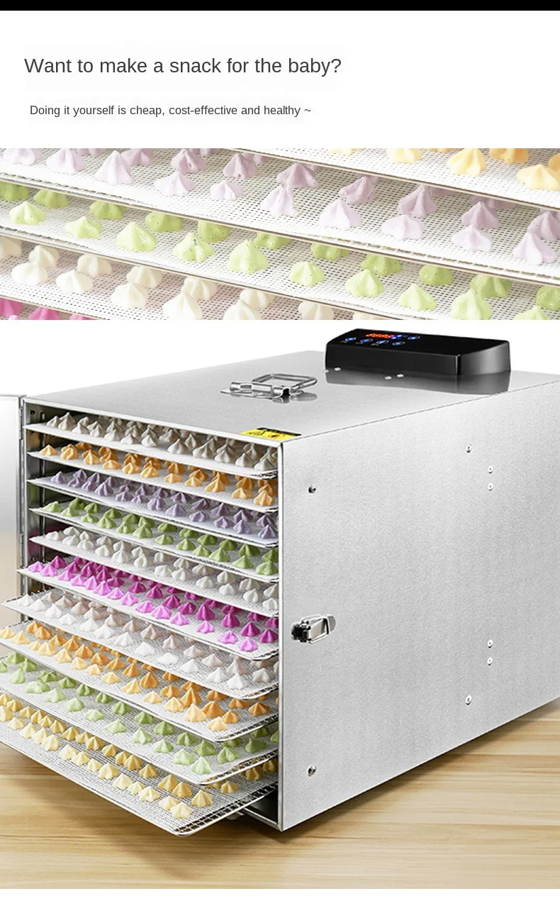 10Trays Food Dehydrator Stainless Steel Snacks Dehydration Dryer Fruit Vegetable Herb Meat Drying Machine 110V 220V
10Trays Food Dehydrator Stainless Steel Snacks Dehydration Dryer Fruit Vegetable Herb Meat Drying Machine 110V 220V