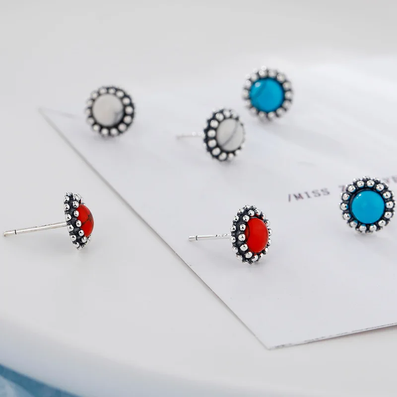 New S925 Sterling Silver Simple Style Retro Style Thai Silver Old Style Round Bead Earrings Hemp Lace Earrings 
New S925 Sterling Silver Simple Style Retro Style Thai Silver Old Style Round Bead Earrings Hemp Lace Earrings