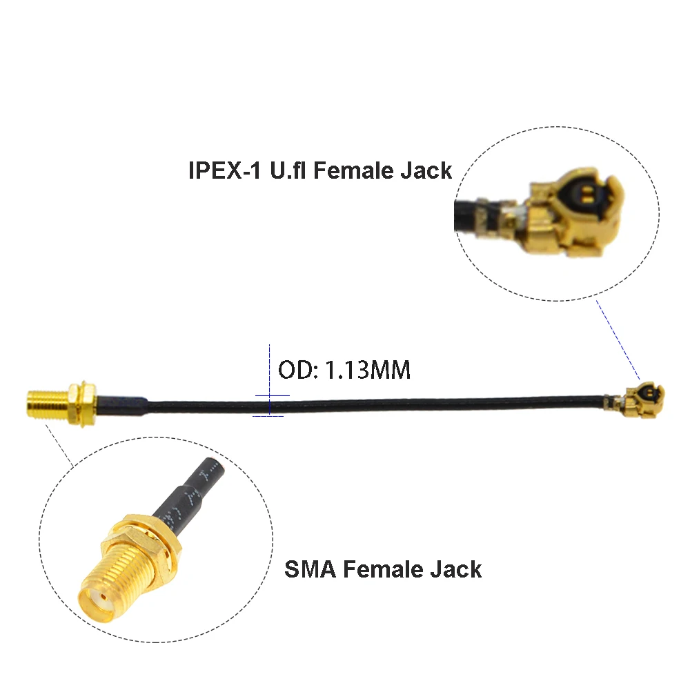 2 шт. кабель IPEX uFL/u.FL/IPX/IPEX-1/ IPEX-4 MHF4 SMA женский WI-FI антенна RF RG1.13/0 81 мм удлинитель