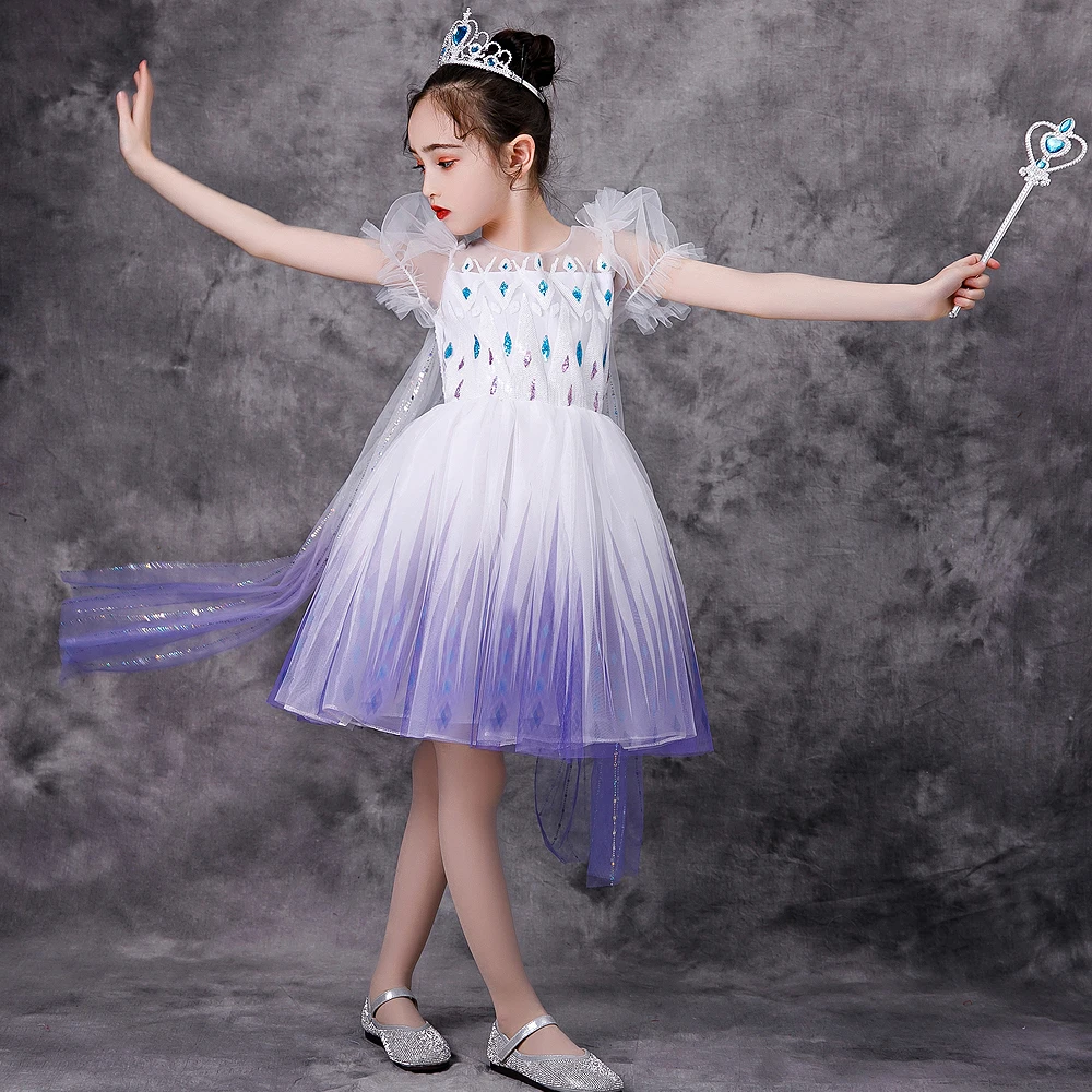 Детское белое танцевальное платье принцессы Эльзы для девочек детские вечерние