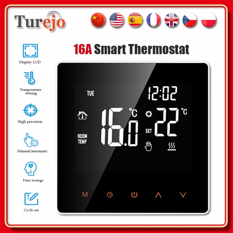 Умный термостат для теплого пола Tuya, цифровой контроллер температуры для умного дома, 16 А, без Wi-Fi, с подогревом пола
Умный термостат для теплого пола Tuya, цифровой контроллер температуры для умного дома, 16 А, без Wi-Fi, с подогревом пола