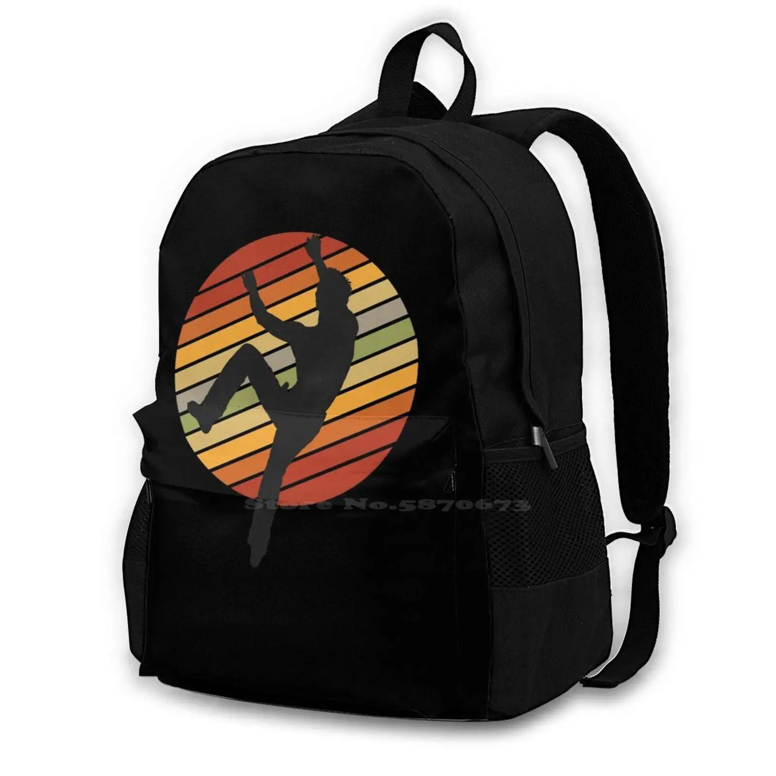 

Bouldering I Climber On Climbing Wall I Retro Look School Bags For Teenage Girls Laptop Travel Bags Bouldering Climb Climber