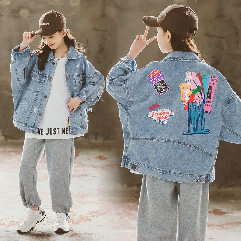 Korean Autumn Denim Jeans Clothes For Teens Cartoon Print Children Clothing Girl Kids Jacket For Kids Girls Tops Outerwear Coats
Korean Autumn Denim Jeans Clothes For Teens Cartoon Print Children Clothing Girl Kids Jacket For Kids Girls Tops Outerwear Coats