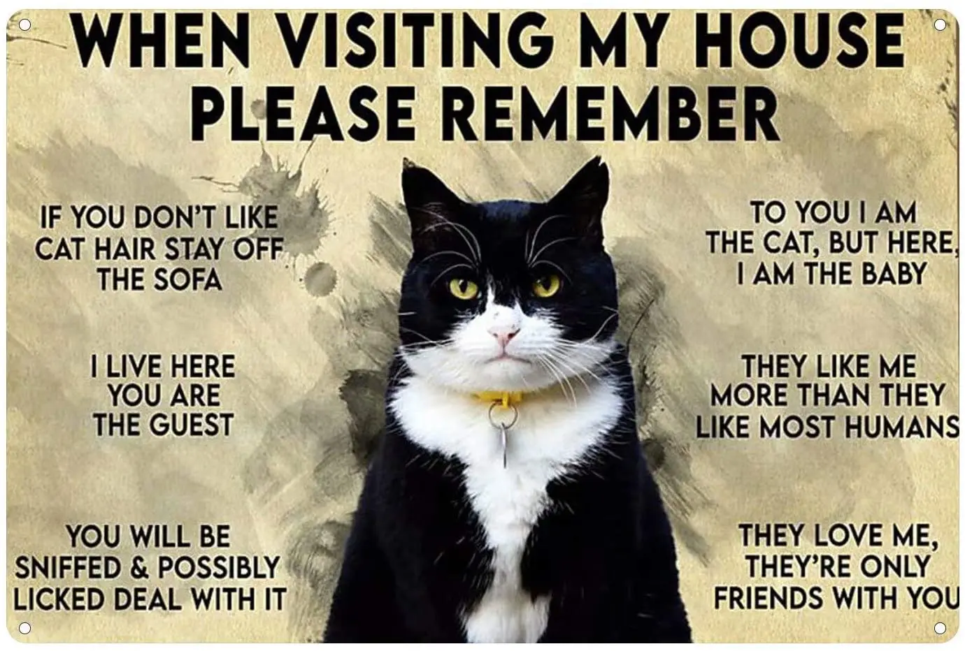 Black Cat Metal Tin Sign,When Visiting My House Please Remember Retro Poster Garage Kitchen Wall Plaque Home Decor Cafe Bar
Black Cat Metal Tin Sign,When Visiting My House Please Remember Retro Poster Garage Kitchen Wall Plaque Home Decor Cafe Bar