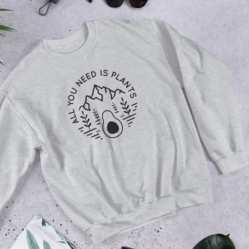 All You Need Is Plants Sweatshirts Women Avocado Printed Vegan funny quality graphic quote slogan tumblr pullovers tops- L304
All You Need Is Plants Sweatshirts Women Avocado Printed Vegan funny quality graphic quote slogan tumblr pullovers tops- L304