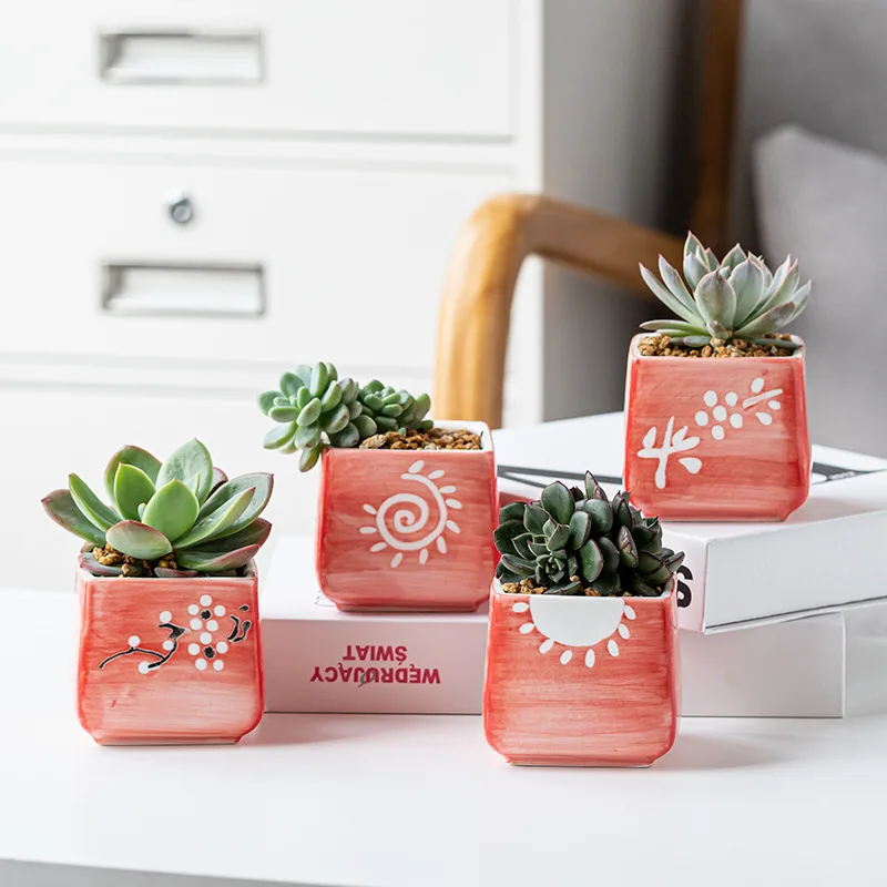 Korean Hand Painted Square Succulent Pot Creative Pink Succulent Ceramic Flower Pot Combination Green Plant Bonsai Potted Plant
Korean Hand Painted Square Succulent Pot Creative Pink Succulent Ceramic Flower Pot Combination Green Plant Bonsai Potted Plant