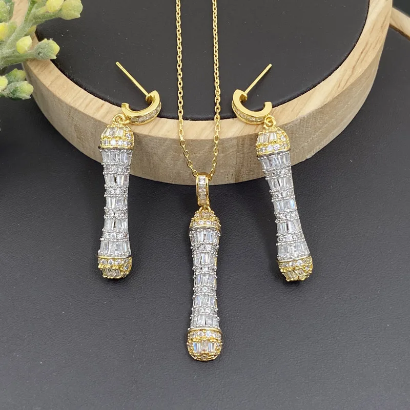 Lanyika Fashion Jewelry Set Delicate Shiny Bar-Type Micro Pave Necklace with Earrings for Women Wedding Banquet Party Best Gifts
Lanyika Fashion Jewelry Set Delicate Shiny Bar-Type Micro Pave Necklace with Earrings for Women Wedding Banquet Party Best Gifts