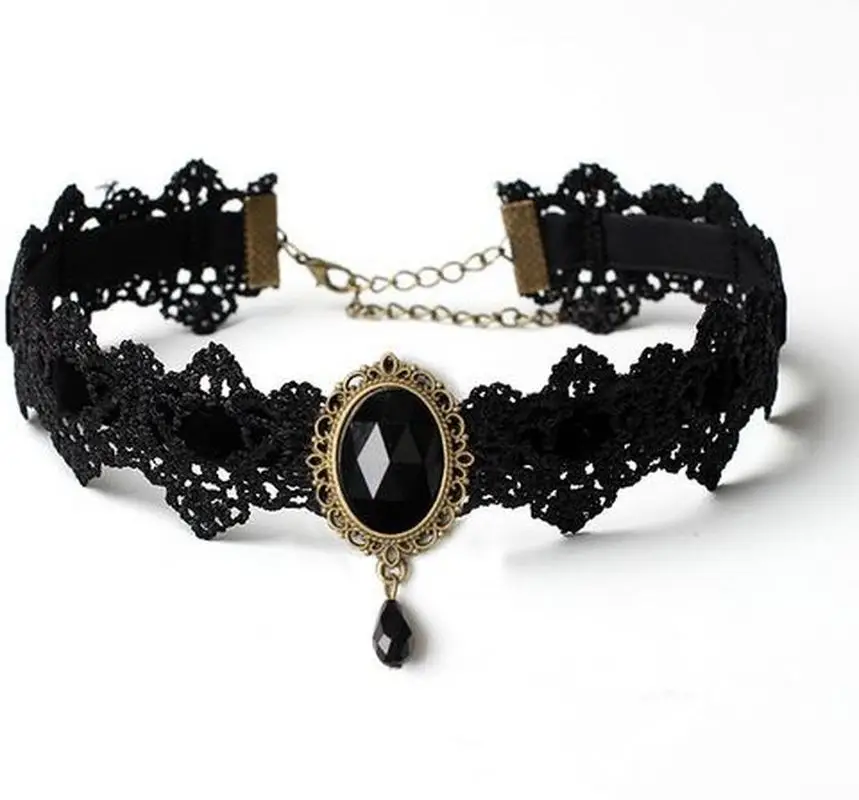 Women's National Style Necklace Explosion Jewelry Gothic Choker Lace Neckband Collar Velvet Vintage Gemstone Clavicle Chain
Women's National Style Necklace Explosion Jewelry Gothic Choker Lace Neckband Collar Velvet Vintage Gemstone Clavicle Chain