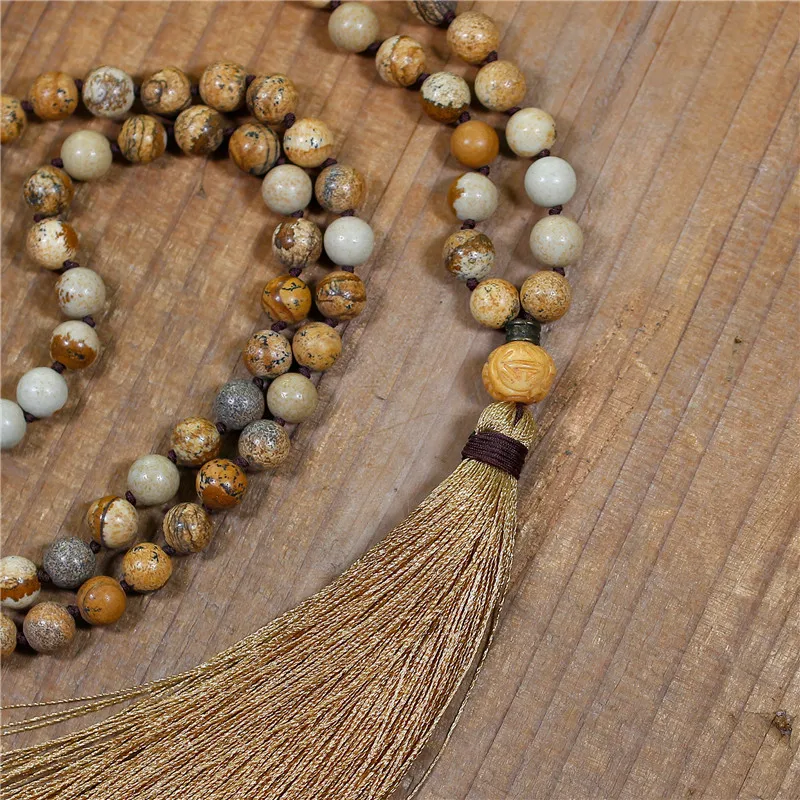 108 mala necklace Handmade 8mm Natural Stone Beaded Necklace with tassel Yoga meditation necklace Gifts Women Religious Jewelry
108 mala necklace Handmade 8mm Natural Stone Beaded Necklace with tassel Yoga meditation necklace Gifts Women Religious Jewelry