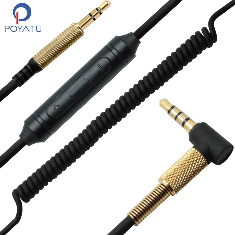 

POYATU Spring Relief Coiled Cable For JBL Everest 750 710 700 300 310GA Headphone Cable Replacement Upgrade Cords with Mic