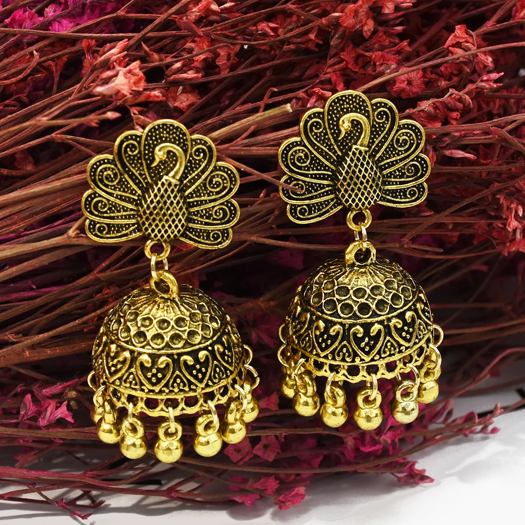 Ethnic Women's gold color Color Peacock Indian Jewelry Gypsy Vintage Boho Tribe Tassel Drop Earrings Jhumka Earrings Jewelry
Ethnic Women's gold color Color Peacock Indian Jewelry Gypsy Vintage Boho Tribe Tassel Drop Earrings Jhumka Earrings Jewelry