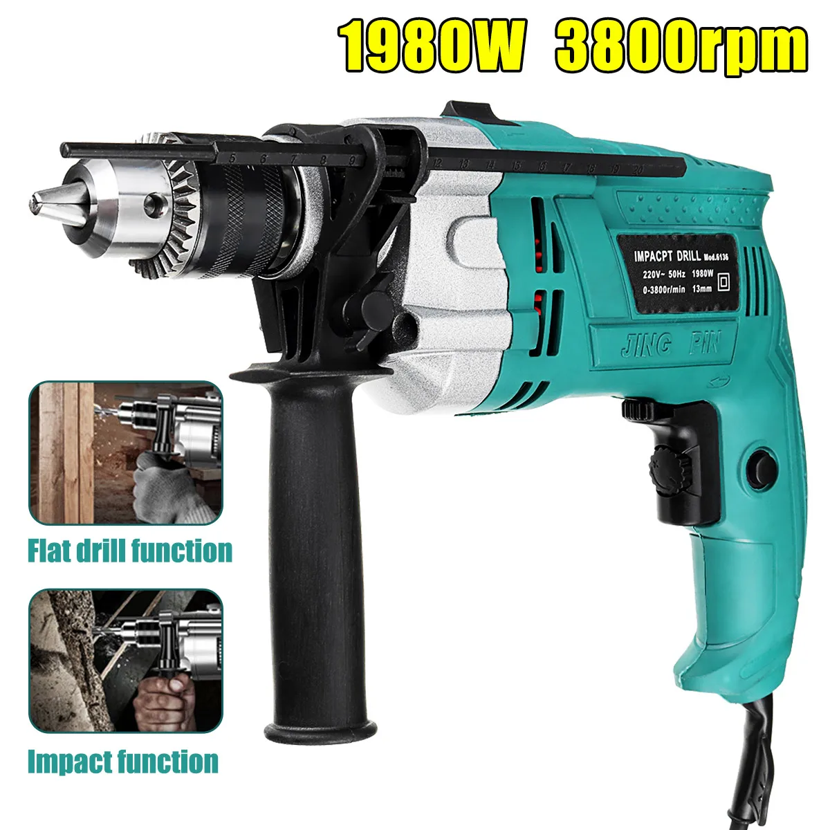 Drillpro 1980 Вт 220 В 3800 об/мин Электрическая Ударная дрель набор ручной плоский перфоратор Многофункциональный W весы гаечный ключ рукоятка
Drillpro 1980 Вт 220 В 3800 об/мин Электрическая Ударная дрель набор ручной плоский перфоратор Многофункциональный W весы гаечный ключ рукоятка