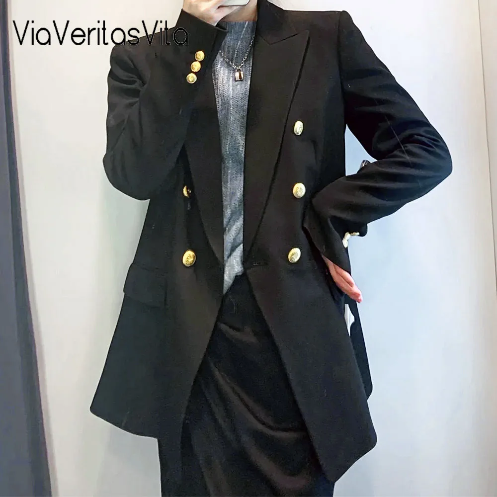2021 Spring Autumn Double Breasted Skinny Women Blazer Fashion All-match Textured Blazer Black Turn Down Collar Female Suit Coat
2021 Spring Autumn Double Breasted Skinny Women Blazer Fashion All-match Textured Blazer Black Turn Down Collar Female Suit Coat