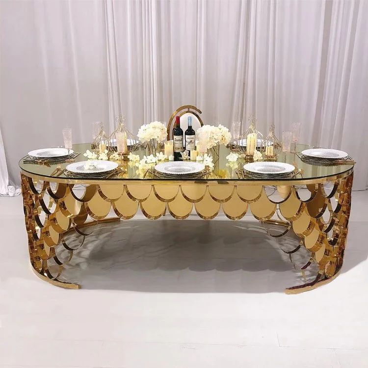 Luxury Oval Marble Dining Table Gold Stainless Steel Fish Scale Wedding Table for Home Hotel Restaurant furniture
Luxury Oval Marble Dining Table Gold Stainless Steel Fish Scale Wedding Table for Home Hotel Restaurant furniture