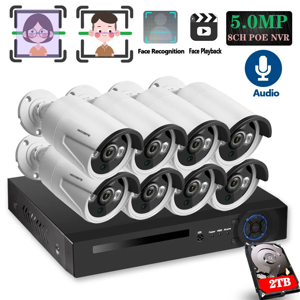 8CH POE Network Wireless NVR CCTV Face Recognition&Record System Kit 8*5MP IP Camera P2P IR IP66 Video Security Surveillance Set
8CH POE Network Wireless NVR CCTV Face Recognition&Record System Kit 8*5MP IP Camera P2P IR IP66 Video Security Surveillance Set