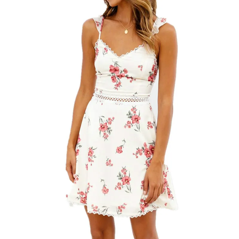 Sigutan Sexy strap ruffles Hollow Mini dress women Floral print beach dress Elegant bow Lace dress summer sundress vestidos
Sigutan Sexy strap ruffles Hollow Mini dress women Floral print beach dress Elegant bow Lace dress summer sundress vestidos
