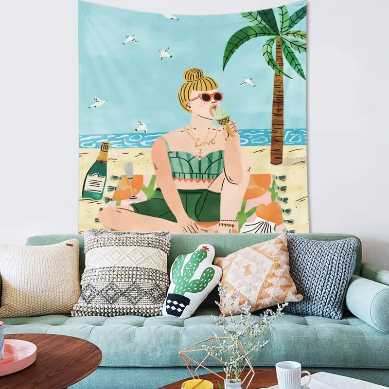Nodic Summer Girl Tapestry Aesthetic Wall Hanging Cloth Beach Mat Yoga Mat Home Bedroom Art Carpet Tapestry for Bedroom
Nodic Summer Girl Tapestry Aesthetic Wall Hanging Cloth Beach Mat Yoga Mat Home Bedroom Art Carpet Tapestry for Bedroom