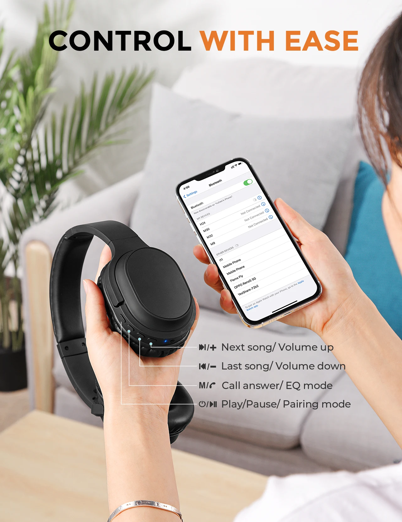 Mpow H24 Wireless Bluetooth Headphones Hi-Fi Sound Over Ear Headset with 5 EQ modes&40H Playtime for Huawei Iphone Galaxy Phones
Mpow H24 Wireless Bluetooth Headphones Hi-Fi Sound Over Ear Headset with 5 EQ modes&40H Playtime for Huawei Iphone Galaxy Phones