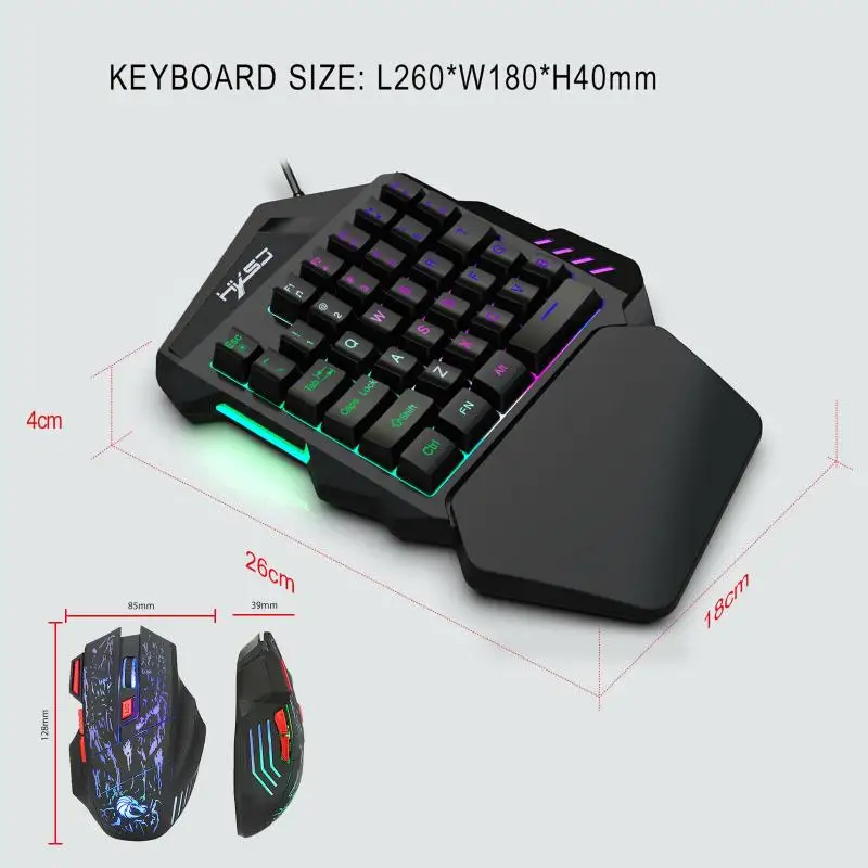 

NEW Wired Gaming Keyboard Mouse Set With LED Backlight Multimedia 35 Keys One-handed Keyboard Mouse For LOL/PUBG/CF Dota Pc Game