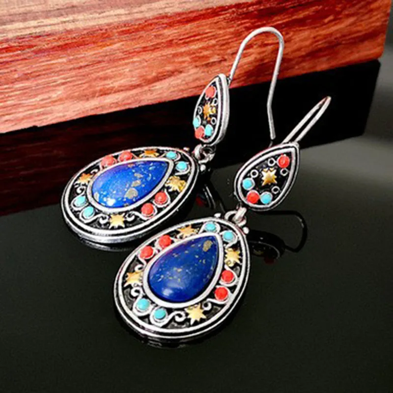 Trendy Ethnic Style Water Droplet Shaped Dangle Earrings Inlaid Natural Stone Crystal Rhinestone for Women Party Jewelry
Trendy Ethnic Style Water Droplet Shaped Dangle Earrings Inlaid Natural Stone Crystal Rhinestone for Women Party Jewelry