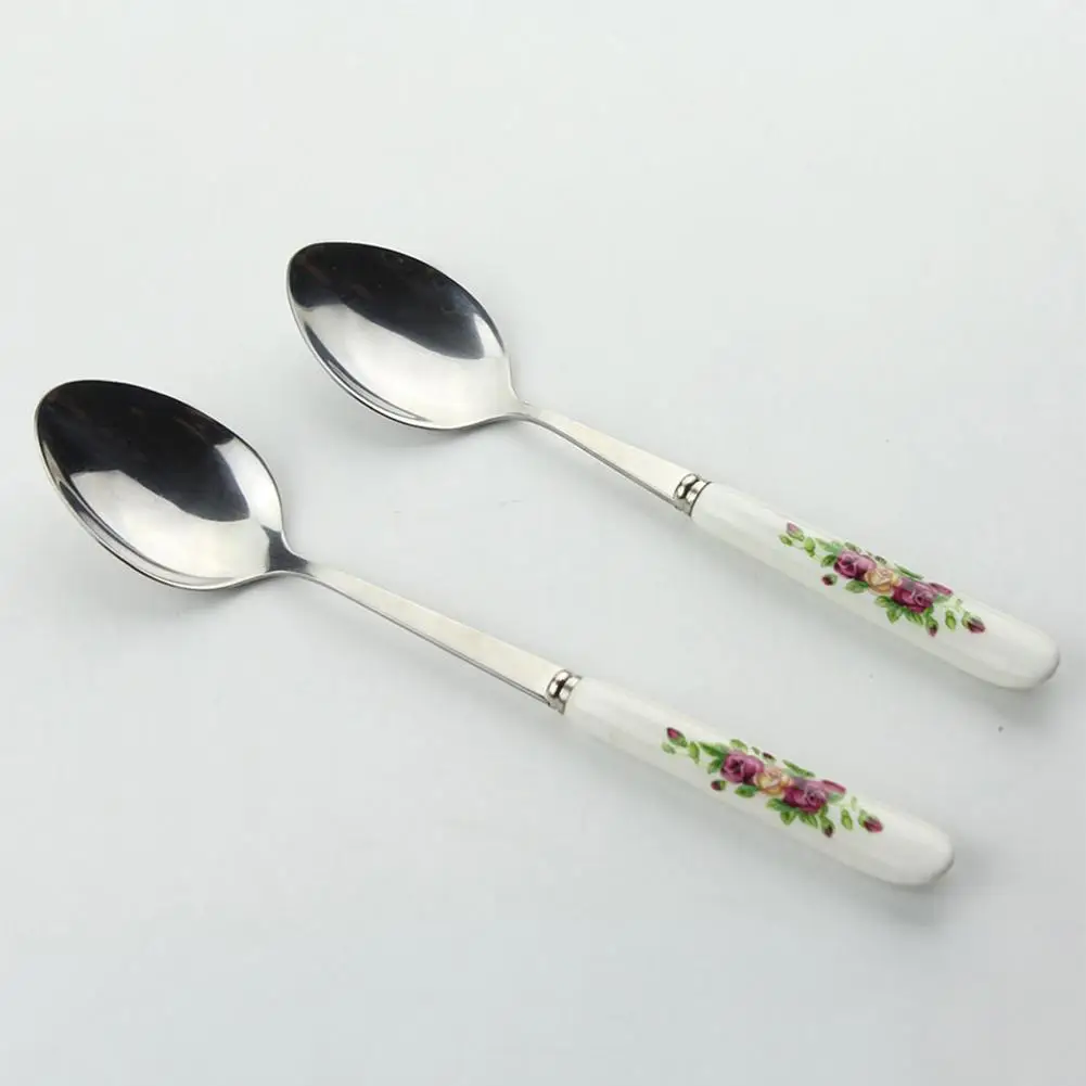 5 Pcs Practical Kitchen Utensil Soup Spoons Rose Ceramic Handle Stainless Steel Spoon Set
5 Pcs Practical Kitchen Utensil Soup Spoons Rose Ceramic Handle Stainless Steel Spoon Set