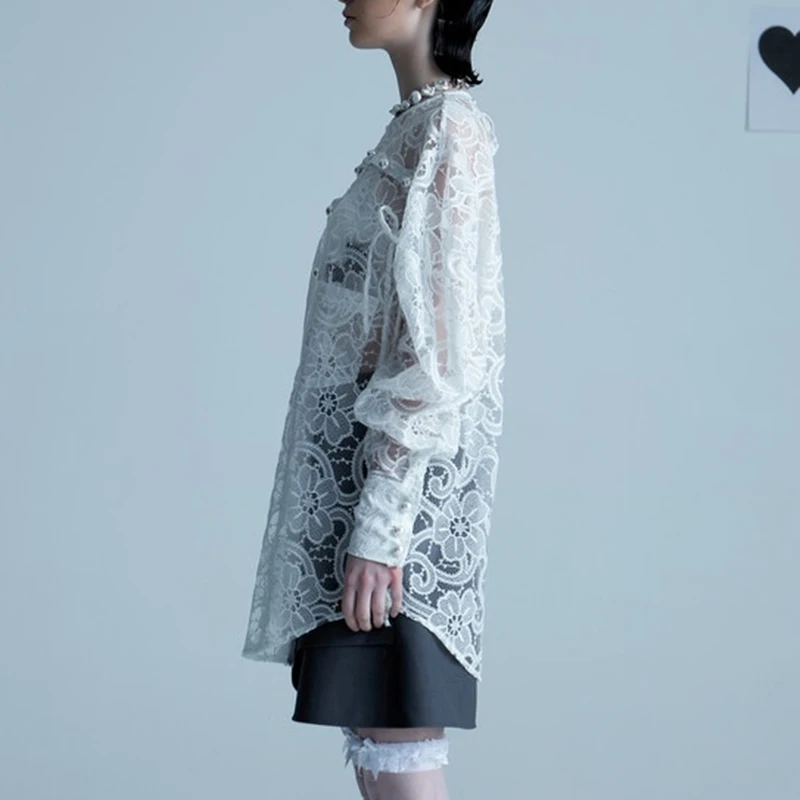 CHICEVER Straight Lace Shirt For Women O Neck Long Sleeve Hollow Out Drawstring Loose Solid Blouses Female 2021 Clothing Fashion
CHICEVER Straight Lace Shirt For Women O Neck Long Sleeve Hollow Out Drawstring Loose Solid Blouses Female 2021 Clothing Fashion