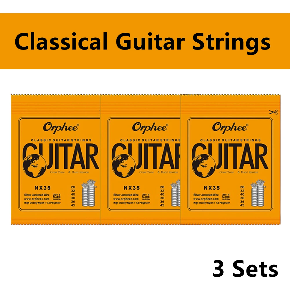 3Sets Orphee NX35 028-045 Classical Guitar Strings Nylon String 28-45 Gauge Hard Tension Vacuum Packaging Guitar Parts Accessory
3Sets Orphee NX35 028-045 Classical Guitar Strings Nylon String 28-45 Gauge Hard Tension Vacuum Packaging Guitar Parts Accessory