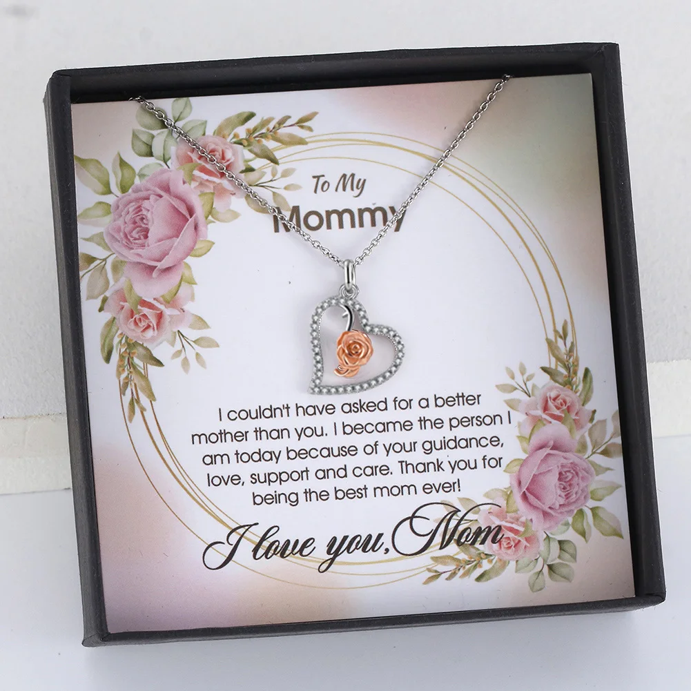 Effie Queen To My Mommy Gift Necklace Heart with Shaking Rose HEQN28 
Effie Queen To My Mommy Gift Necklace Heart with Shaking Rose HEQN28