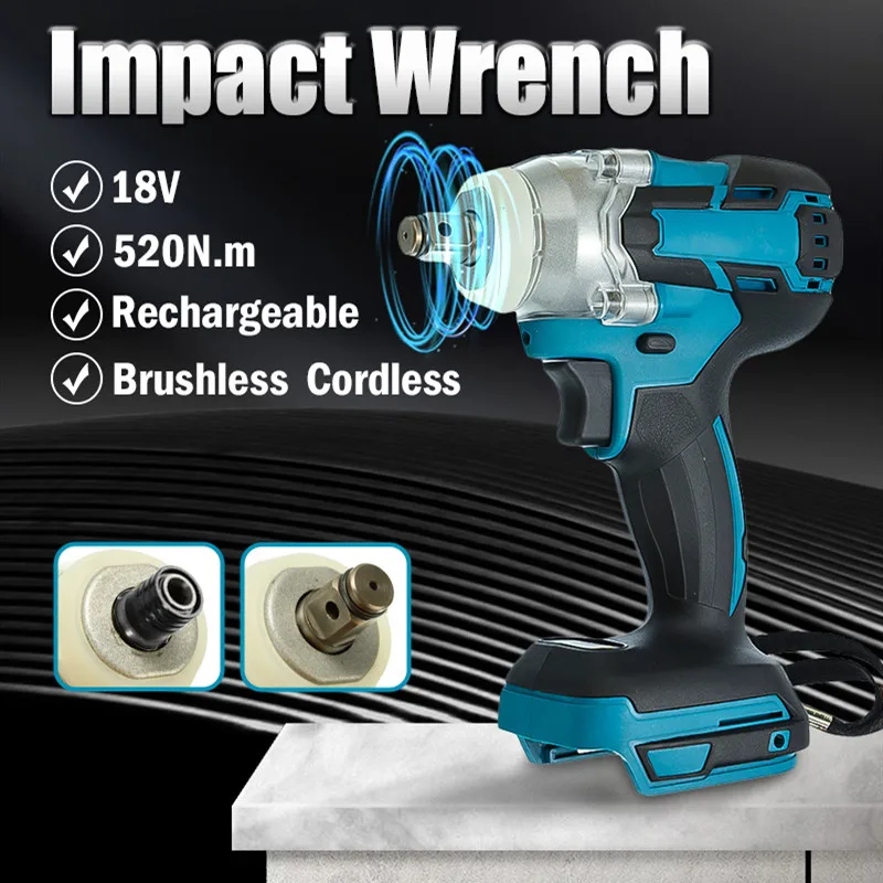 18V 520N.m Electric Impact Wrench For Makita Battery Rechargeable 800N.M Brushless Cordless Screwdriver Impact Drill Driver
18V 520N.m Electric Impact Wrench For Makita Battery Rechargeable 800N.M Brushless Cordless Screwdriver Impact Drill Driver
