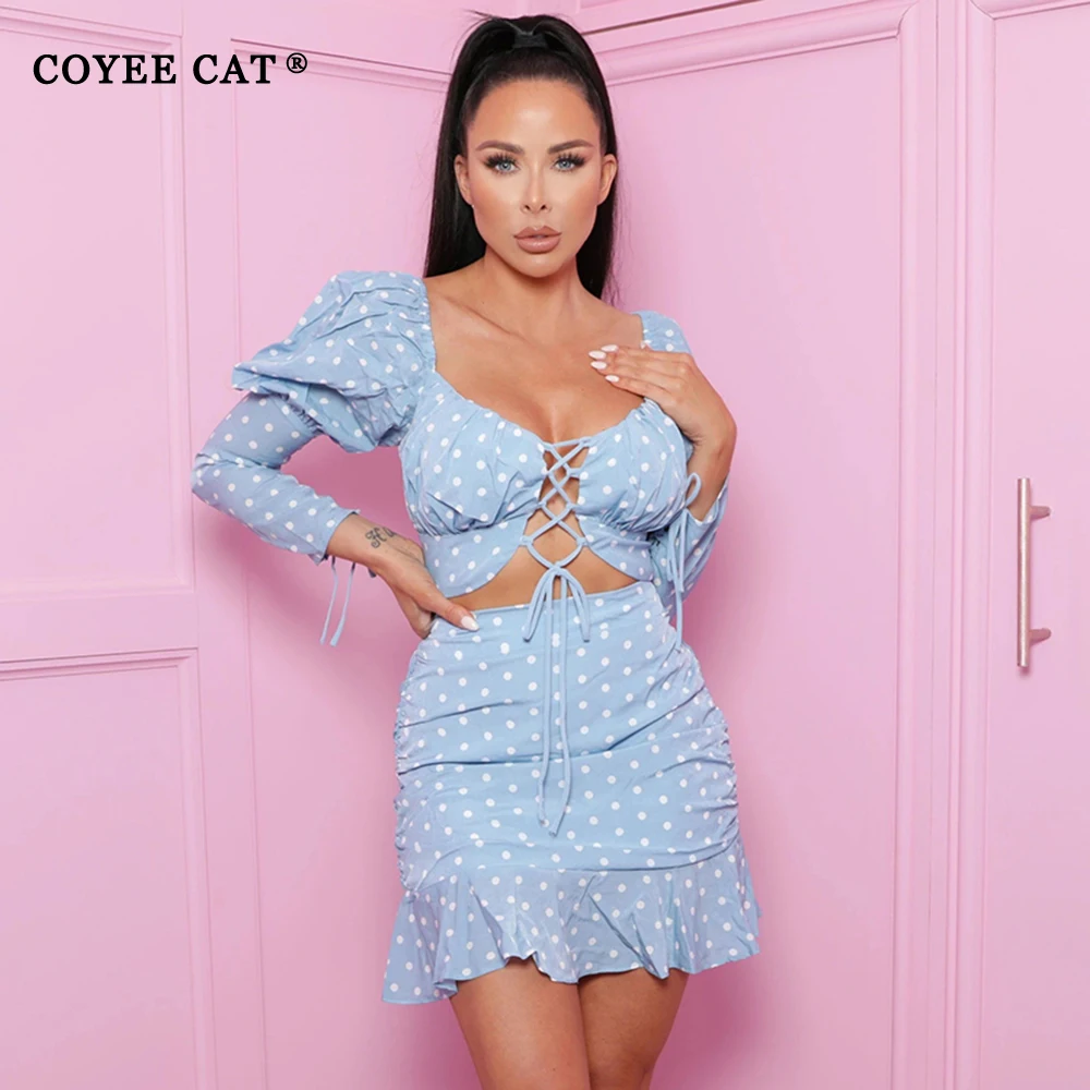 Coyee Cat Sexy Dress Women 2 Pieces Suits Dot Printed Puff Long Sleeve Cross Lace Wrap Breasted Top Pleated Mini Tight Skirt
Coyee Cat Sexy Dress Women 2 Pieces Suits Dot Printed Puff Long Sleeve Cross Lace Wrap Breasted Top Pleated Mini Tight Skirt