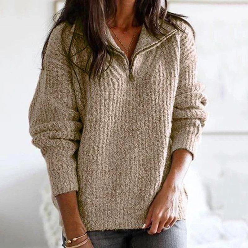 New Autumn Women Top Ladies Knit Outwear Women Fashion Pullover Zipper Jacket Casual Solid Color Coat For Women
New Autumn Women Top Ladies Knit Outwear Women Fashion Pullover Zipper Jacket Casual Solid Color Coat For Women