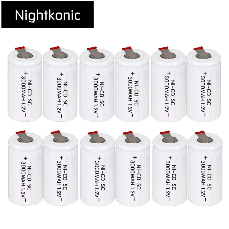 Nightkonic 12 шт./лот SC аккумулятор 3000 мАч аккумуляторная батарея subc Замена 1.2В с