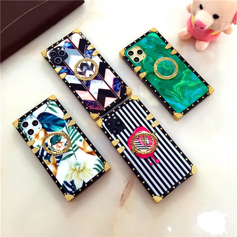 Модный чехол с изображением губ цветов растений для IPhone 11 12 PRO MAX XS Max X XR квадратные